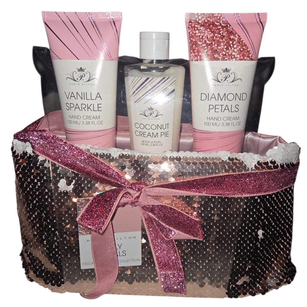 Paris Hilton Pink Sequin Moisturizer & Body Oil Set